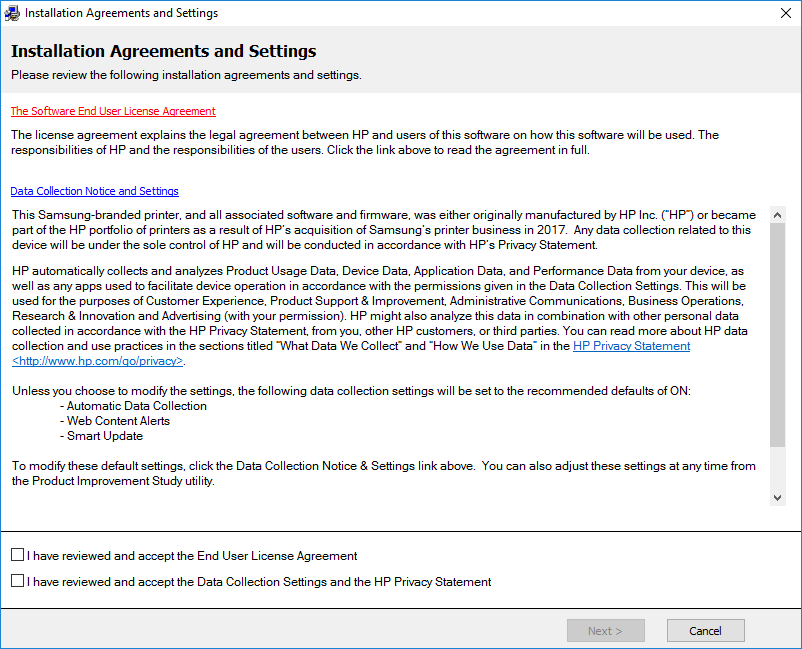 Installing driver for Samsung CJX-1000 XPS step 1